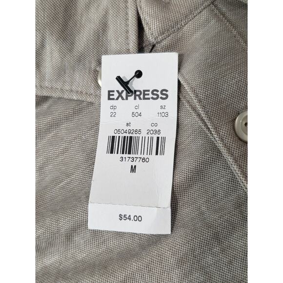 NWT Express  light tan khaki short sleeve polo shirt - medium - Picture 6 of 6